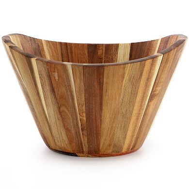 Acacia Wood Salad Bowl with Serving Utensils