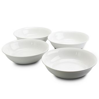 8.75 in Stoneware Dinner and Serving Bowls in White, Set of 4