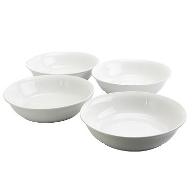8.75 in. Stoneware Dinner and Serving Bowls in White, Set of 4