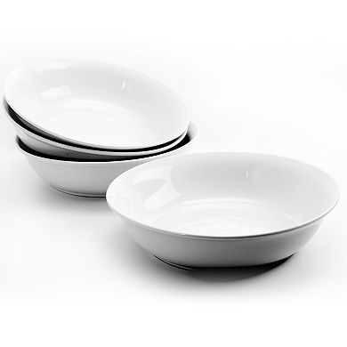 8.75 in. Stoneware Dinner and Serving Bowls in White, Set of 4
