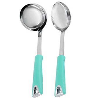 2 pc Ladle and Serving Spoon Kitchen Tool Set in Turquoise