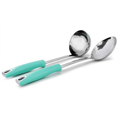 2 Piece Ladle and Serving Spoon Kitchen Tool Set in Turquoise