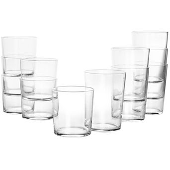 12 pc Bowey Double Old Fashion and Highball Glassware Set