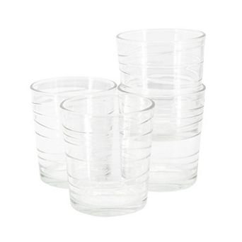 4 pc 13.5 Ounce Swirl Double Old-Fashioned Glassware Set