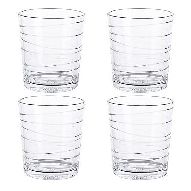 4 Piece 13.5 Ounce Swirl Double Old-Fashioned Glassware Set