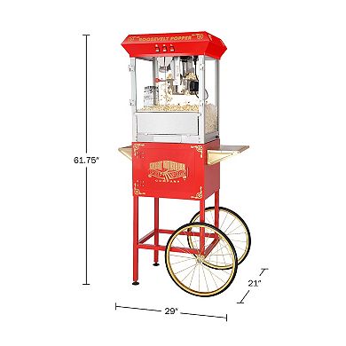 Roosevelt 8oz Popcorn Machine with Cart by Great Northern Popcorn