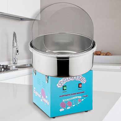 Blue 100W Flufftastic Cotton Candy Maker with Dome Shield by Great Northern Popcorn