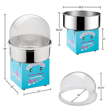 Blue 100W Flufftastic Cotton Candy Maker with Dome Shield by Great Northern Popcorn