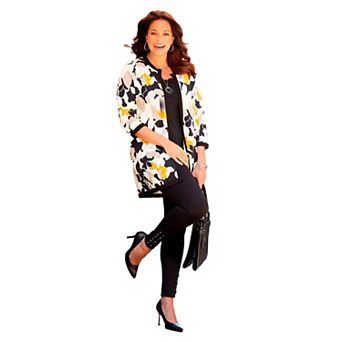 Catherines Women's Plus Size Ponte Print Jacket