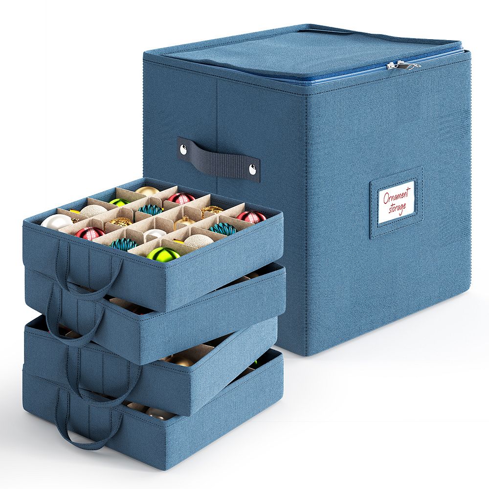 Hearth & Harbor Christmas Plastic Ornament Storage Box With 4
