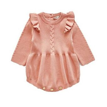 Baby Girls Ballet Pink Knit Sweater Romper