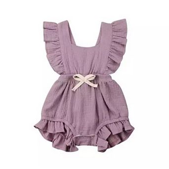 Baby Girls Lavender Frill Cotton Romper