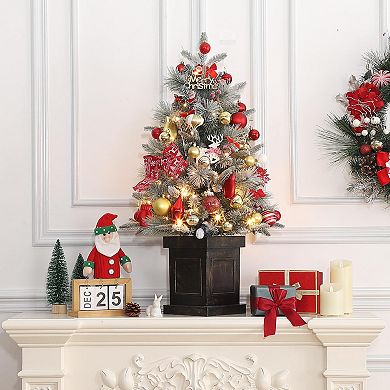 3 FT Christmas Tree，Pre-Lit Christmas Tree with 78 Battery-Operated Warm White Lights
