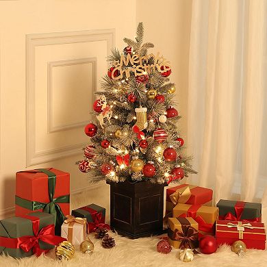 3 FT Christmas Tree，Pre-Lit Christmas Tree with 78 Battery-Operated Warm White Lights