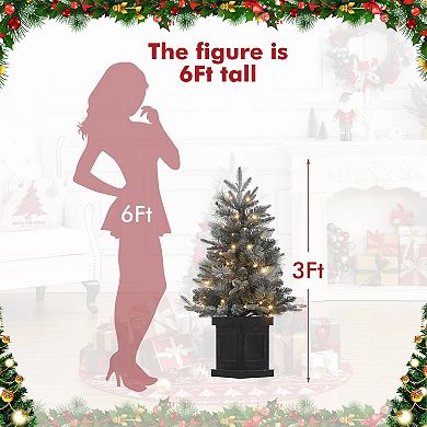 3 FT Christmas Tree，Pre-Lit Christmas Tree with 78 Battery-Operated Warm White Lights