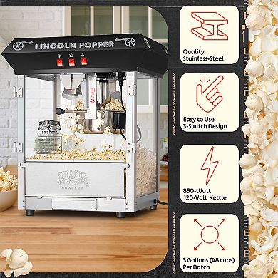 8oz Lincoln Black Popcorn Machine