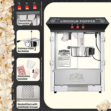 8oz Lincoln Black Popcorn Machine