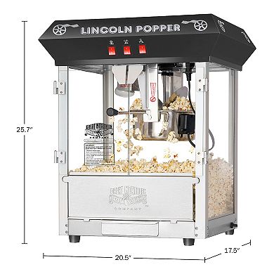 8oz Lincoln Black Popcorn Machine