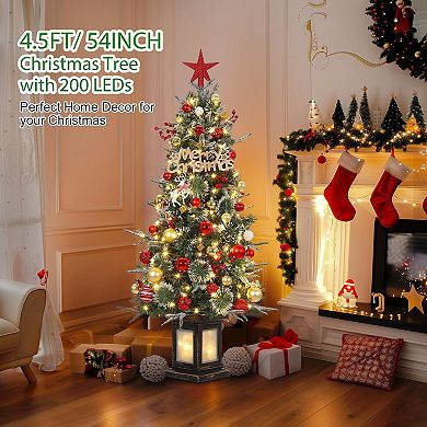 2pcs 4.5ft Prelit Slim Artificial Christmas Tree, Multicolor Led Lights, Includes Lighting Base
