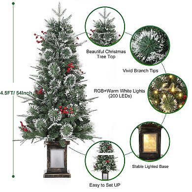 2pcs 4.5ft Prelit Slim Artificial Christmas Tree, Multicolor Led Lights, Includes Lighting Base