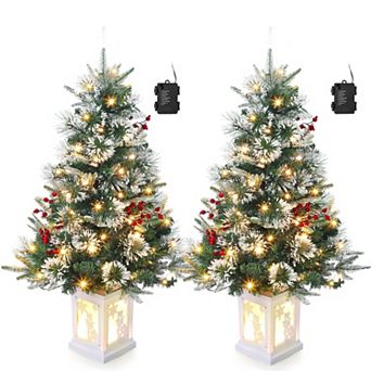 2 pc 3 Ft Mini Christmas Tree with Premium 70 Warm White Led, 8 Mode Xmas Pine Tree