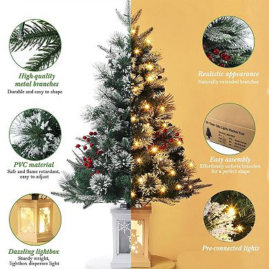 2pcs 3 Ft Mini Christmas Tree with Premium 70 Warm White Led, 8 Mode Xmas Pine Tree