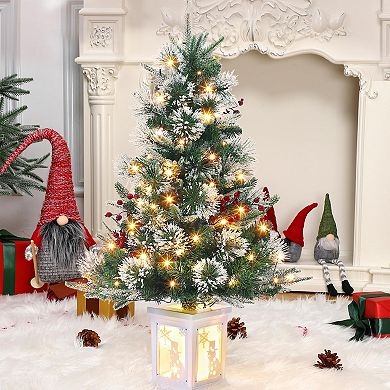 2pcs 3 Ft Mini Christmas Tree with Premium 70 Warm White Led, 8 Mode Xmas Pine Tree