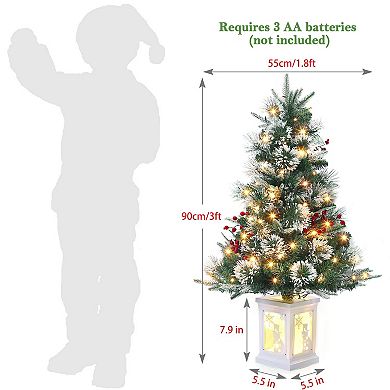 2pcs 3 Ft Mini Christmas Tree with Premium 70 Warm White Led, 8 Mode Xmas Pine Tree