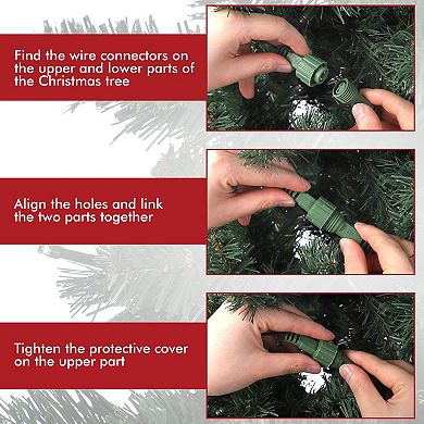 4.5 Ft Pre-Lit Artificial Christmas Tree, Fake Spruce Christmas Tree with 108 LED Lights