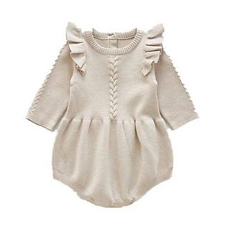 Baby Girls Oatmeal Knit Sweater Romper