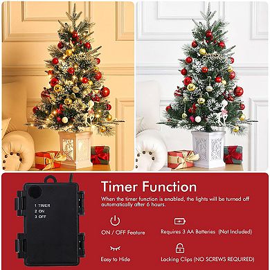 2pcs 3 FT Christmas Tree, Pre-Lit Christmas Tree with 78 LED Lights, Battery-Powered