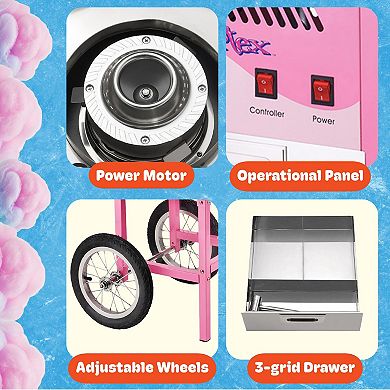 Vortex Pink Cotton Candy Machine with Cart by Great Northern Popcorn