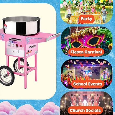Vortex Pink Cotton Candy Machine with Cart by Great Northern Popcorn