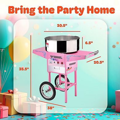 Vortex Pink Cotton Candy Machine with Cart by Great Northern Popcorn