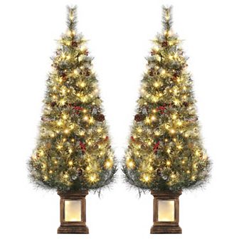 2 pc 4.5ft Artificial Christmas Tree,Prelit Christmas Tree for Party Decoration