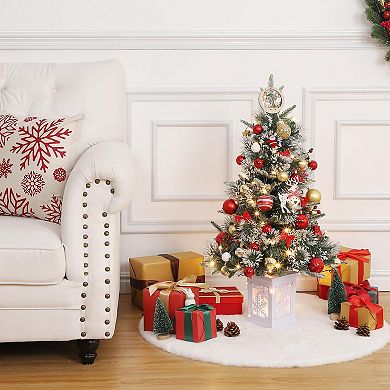 2pcs 3 FT Christmas Tree, Pre-Lit Christmas Tree with Snow Flocked Design, 78 Warm White LED Lights