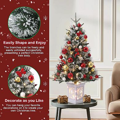 2pcs 3 FT Christmas Tree, Pre-Lit Christmas Tree with Snow Flocked Design, 78 Warm White LED Lights