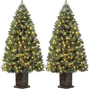 2 pc 4.5 Ft Artificial Fiber Optic Christmas Tree, 300 Led Lights, 8 Lighting Modes
