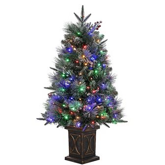 3ft Artificial Christmas Tree with 78 Pre-Strung Multicolor Led Lights, Arc Potted Base