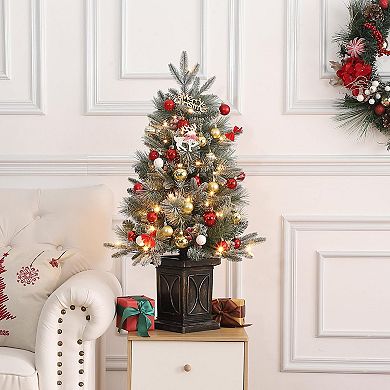 3ft Artificial Christmas Tree with 78 Pre-Strung Multicolor Led Lights, Arc Potted Base