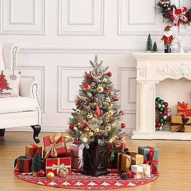 3ft Artificial Christmas Tree with 78 Pre-Strung Multicolor Led Lights, Arc Potted Base
