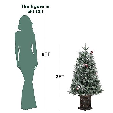3ft Artificial Christmas Tree with 78 Pre-Strung Multicolor Led Lights, Arc Potted Base