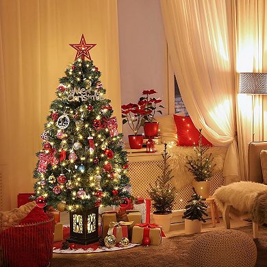 2 pcs 4.5 FT Artificial Fiber Optic Christmas Tree, Pre-Lit Christmas Tree with 300 LED Lights