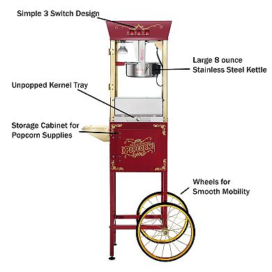 8oz Matinee Popcorn Machine with Cart by Great Northern Popcorn