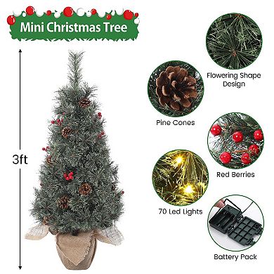 Christmas Tree, 3ft Pre-Lit Christmas Tree with 78 Warm White Led Lights