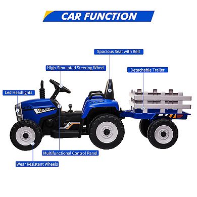 12V Kids Ride On Car Truck, 3-6 Years, with Remote Control, LED Headlights, Music Player&USB Port