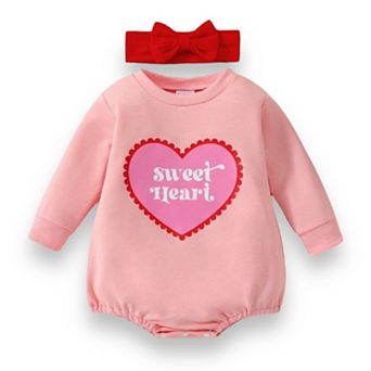 Baby Girls' Sweetheart Romper with Headband
