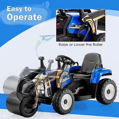12v Kids Ride-on Road Roller With Remote Control