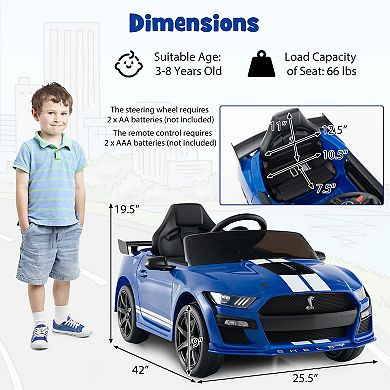 12v Ford Mustang Shelby Gt500 Ride-on Car With Remote Control (ages 3-8)