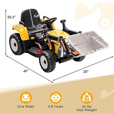12v Kids Ride-on Excavator With Adjustable Arm & Bucket-yellow